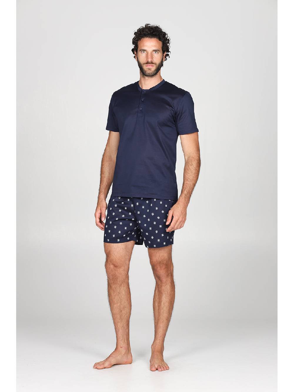 Julipet Pigiama In Ricercato Puro Cotone Mercerizzato Dalla Mano Setosa, Disegno "bussola"