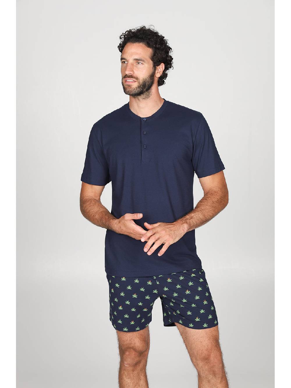 Julipet Pigiama In Traspirante Jersey Di Puro Cotone S/z, Disegno Fantasia "rana"