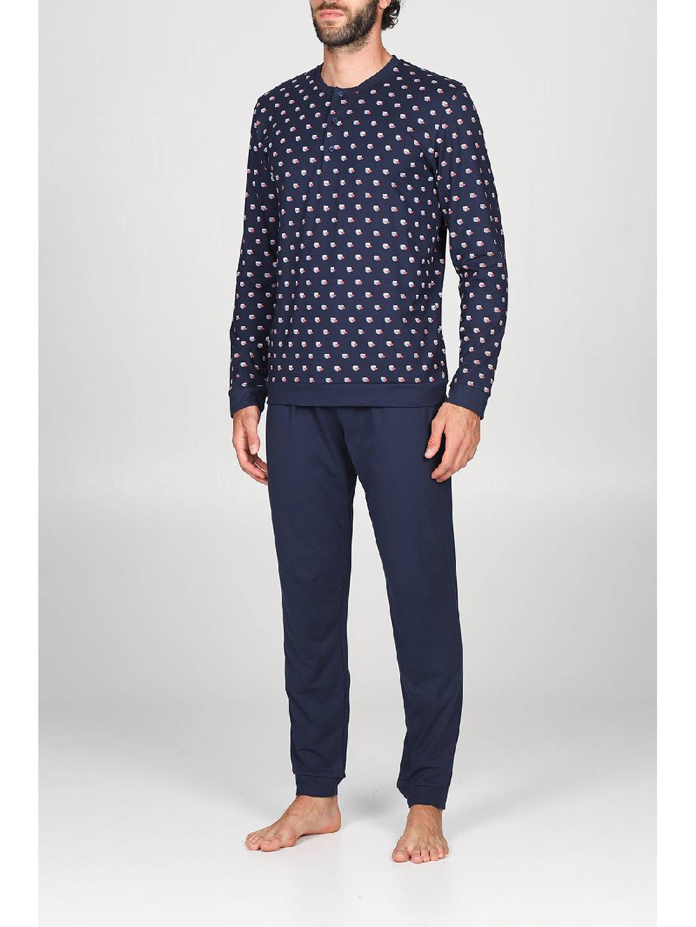 Julipet Pigiama Modello Tuta In Traspirante Jersey Di Puro Cotone S/z, Disegno "pesci"