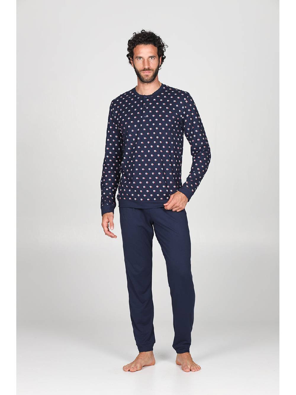 Julipet Pigiama Modello Tuta In Traspirante Jersey Di Puro Cotone S/z, Disegno "pesci"