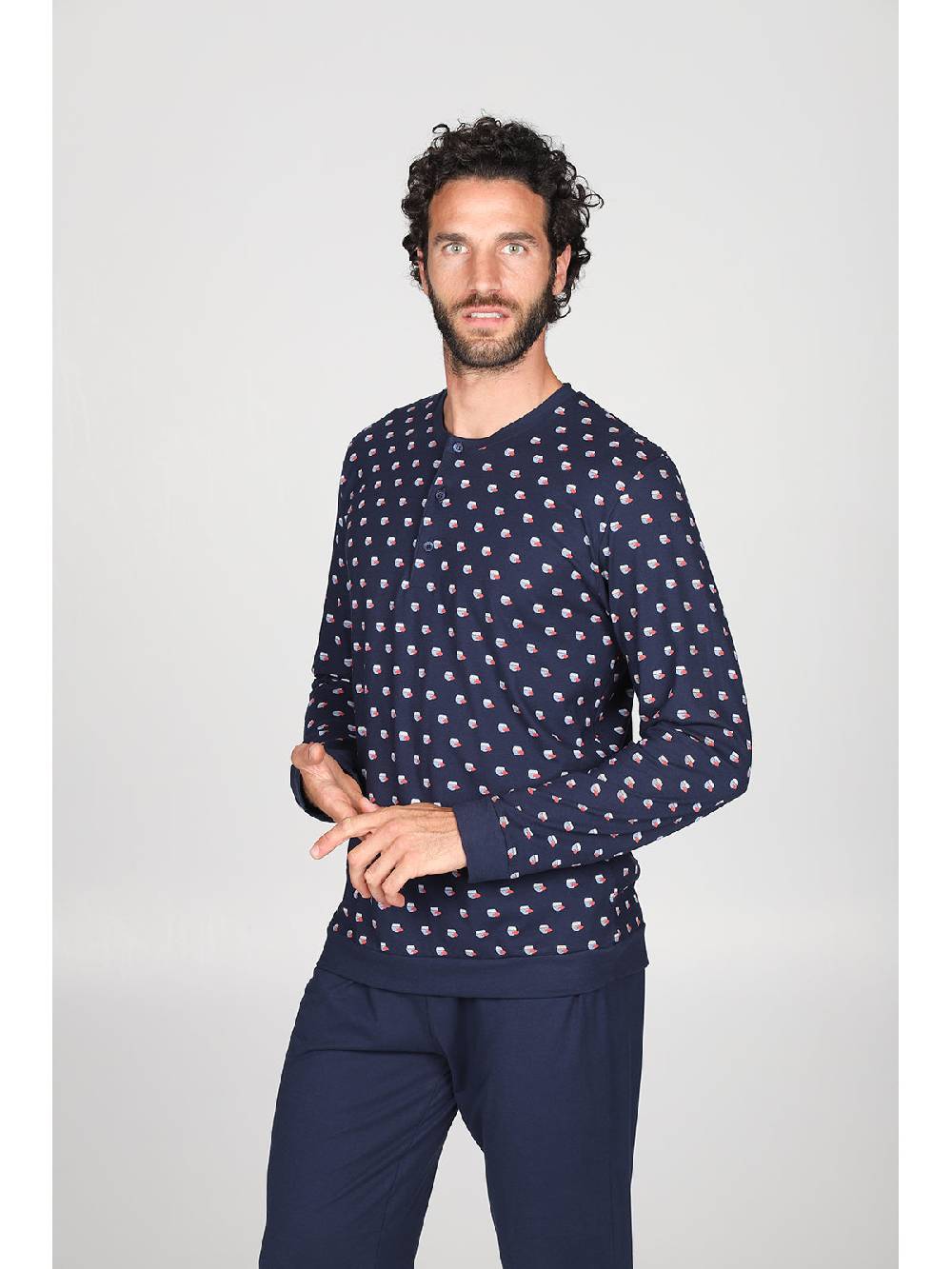 Julipet Pigiama Modello Tuta In Traspirante Jersey Di Puro Cotone S/z, Disegno "pesci"