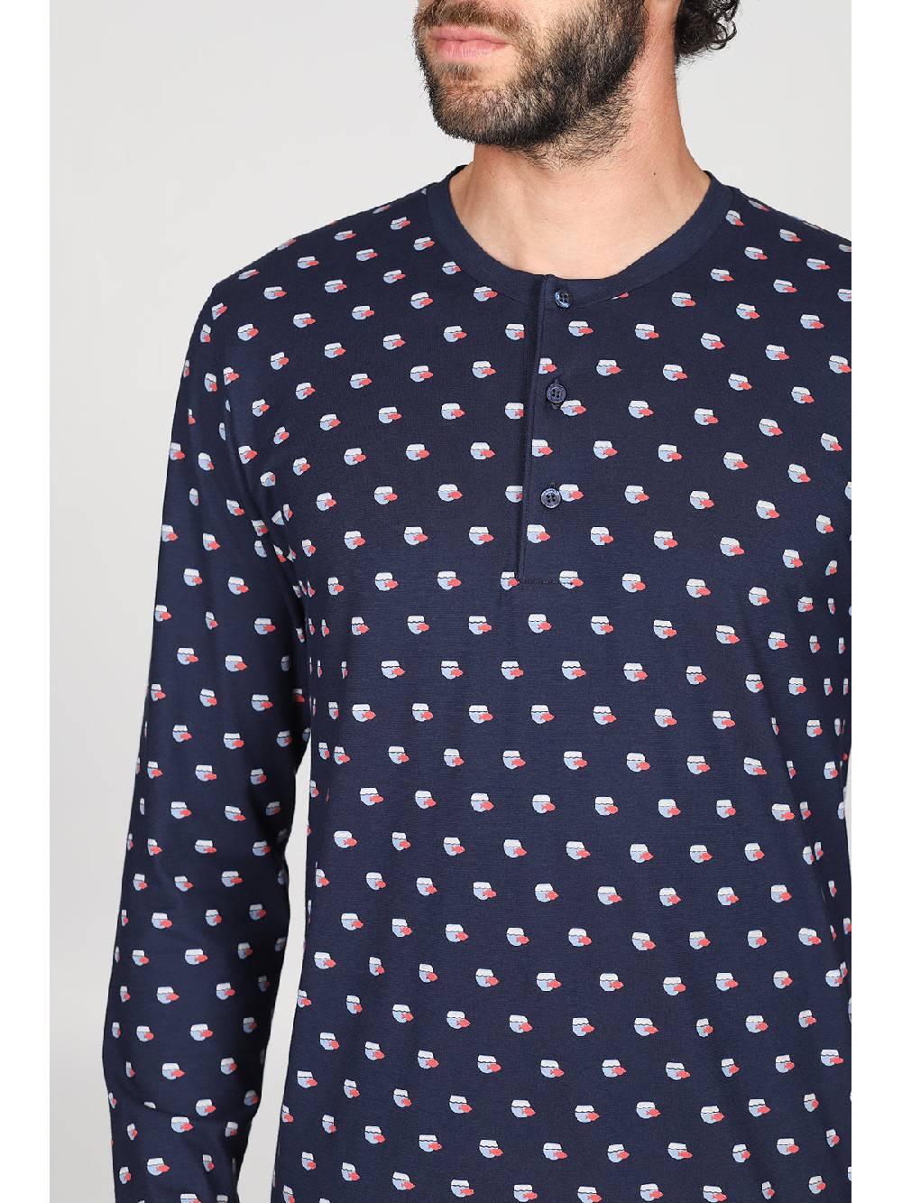 Julipet Pigiama modello tuta in traspirante jersey di puro cotone s/z, disegno "pesci"