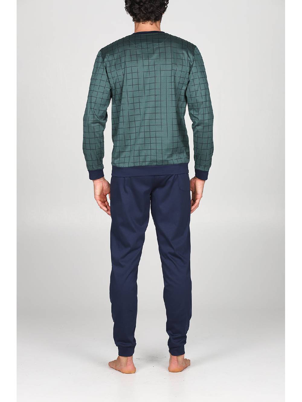 Julipet Pigiama Serafino Con Maglia Disegni A Quadri, In Ricercato Luxury Jersey