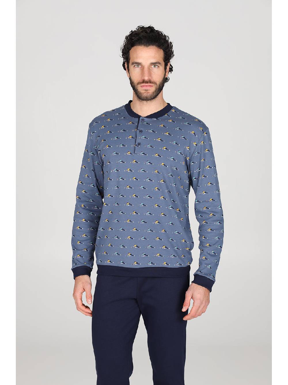 Julipet Pigiama Serafino In Caldo Interlock Di Puro Cotone