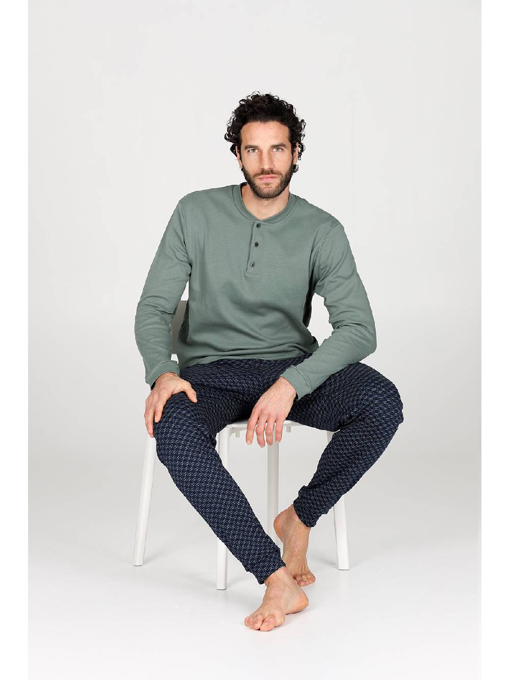 Julipet Pigiama Serafino In Caldo Interlock Di Puro Cotone