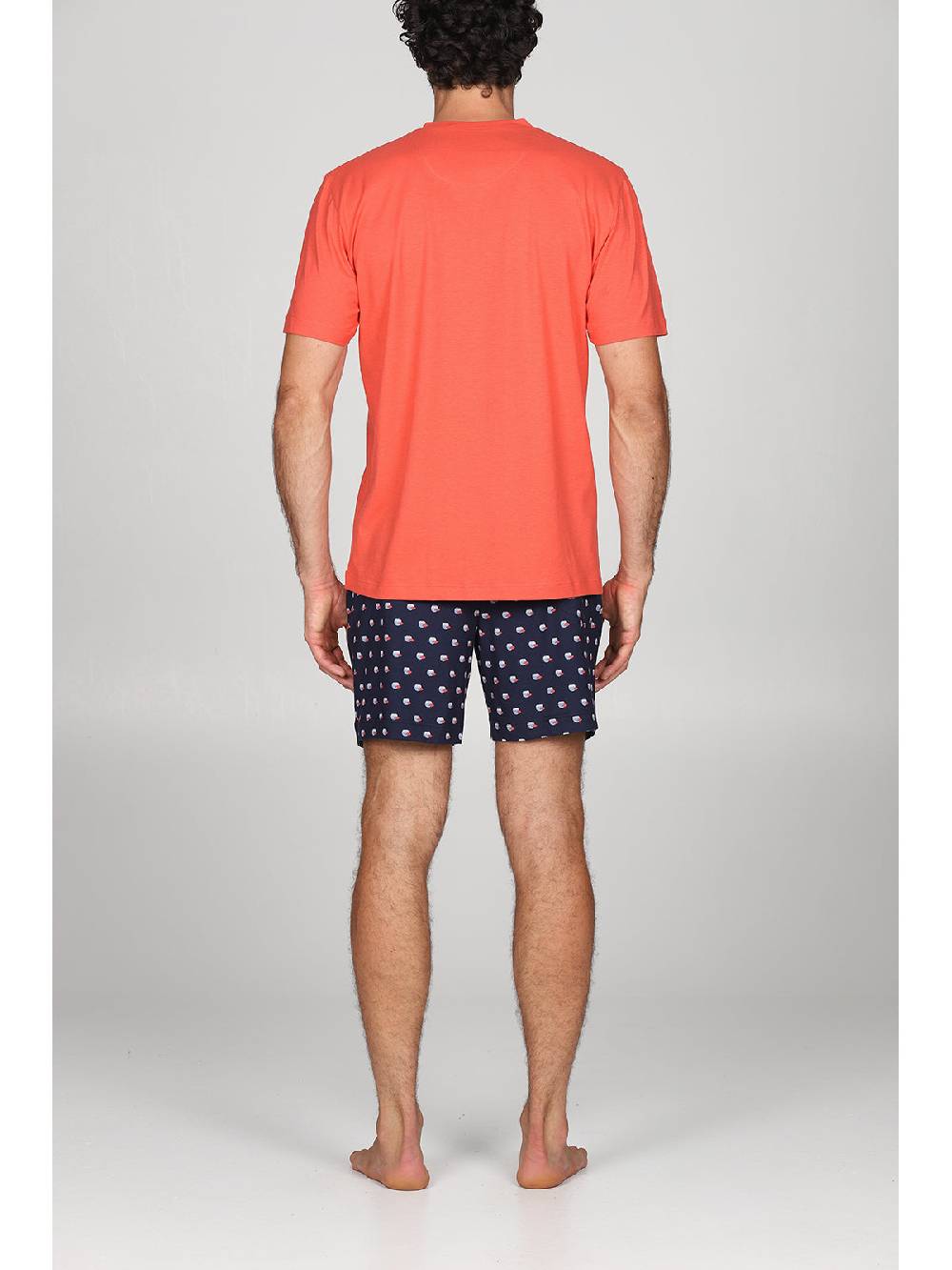 Julipet Pigiama Serafino, In Esclusivo Jersey Di Puro Cotone S/z, Disegno "pesci" Nei Pantaloncini