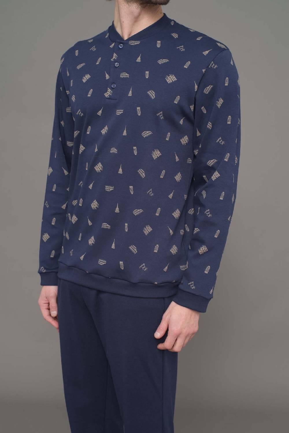 Julipet Pigiama Serafino In Interlock Stampato Di Puro Cotone