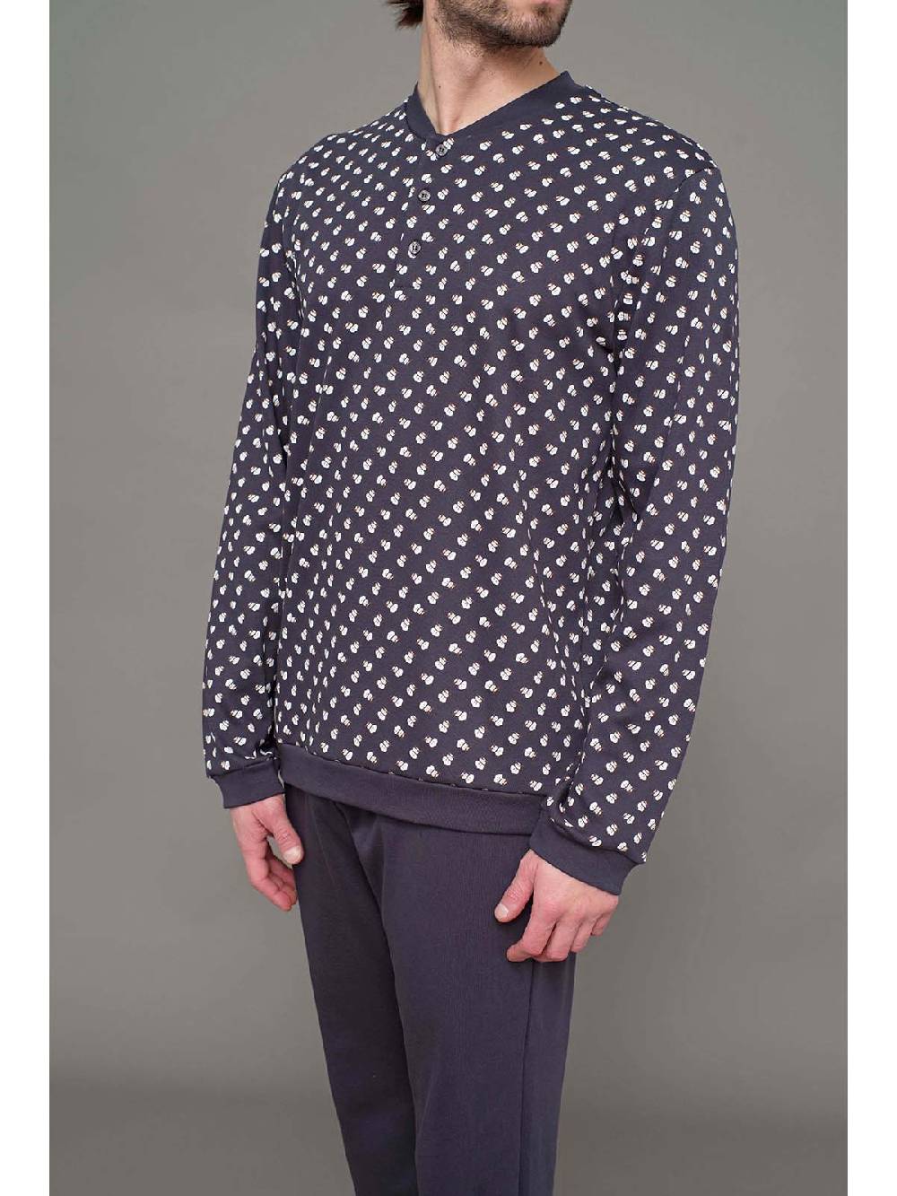 Julipet Pigiama Serafino In Interlock Stampato Di Puro Cotone