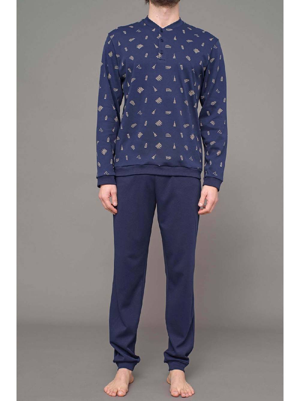 Julipet Pigiama serafino in interlock stampato di puro cotone