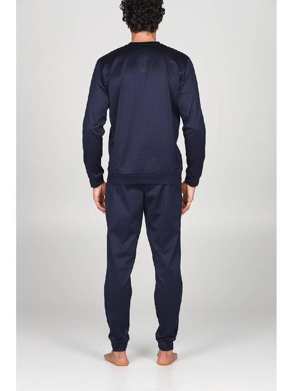 Julipet Pigiama Serafino In Pregiato E Lucente Puro Cotone Mercerizzato Colore Blu