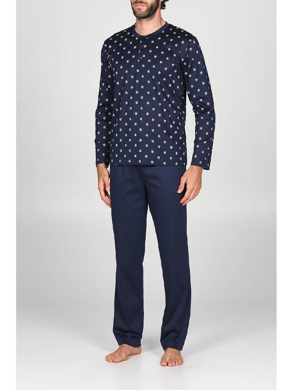 Julipet Pigiama Serafino In Pregiato Puro Cotone Mercerizzato, Disegno "bussola"