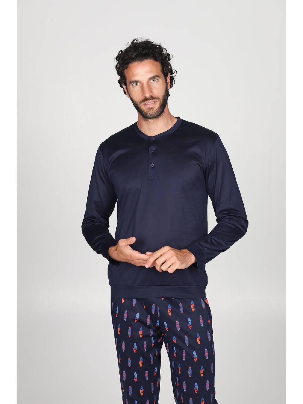 Julipet Pigiama Serafino In Puro Cotone Mercerizzato, Dalla Mano Setosa In Fantasia "surf"