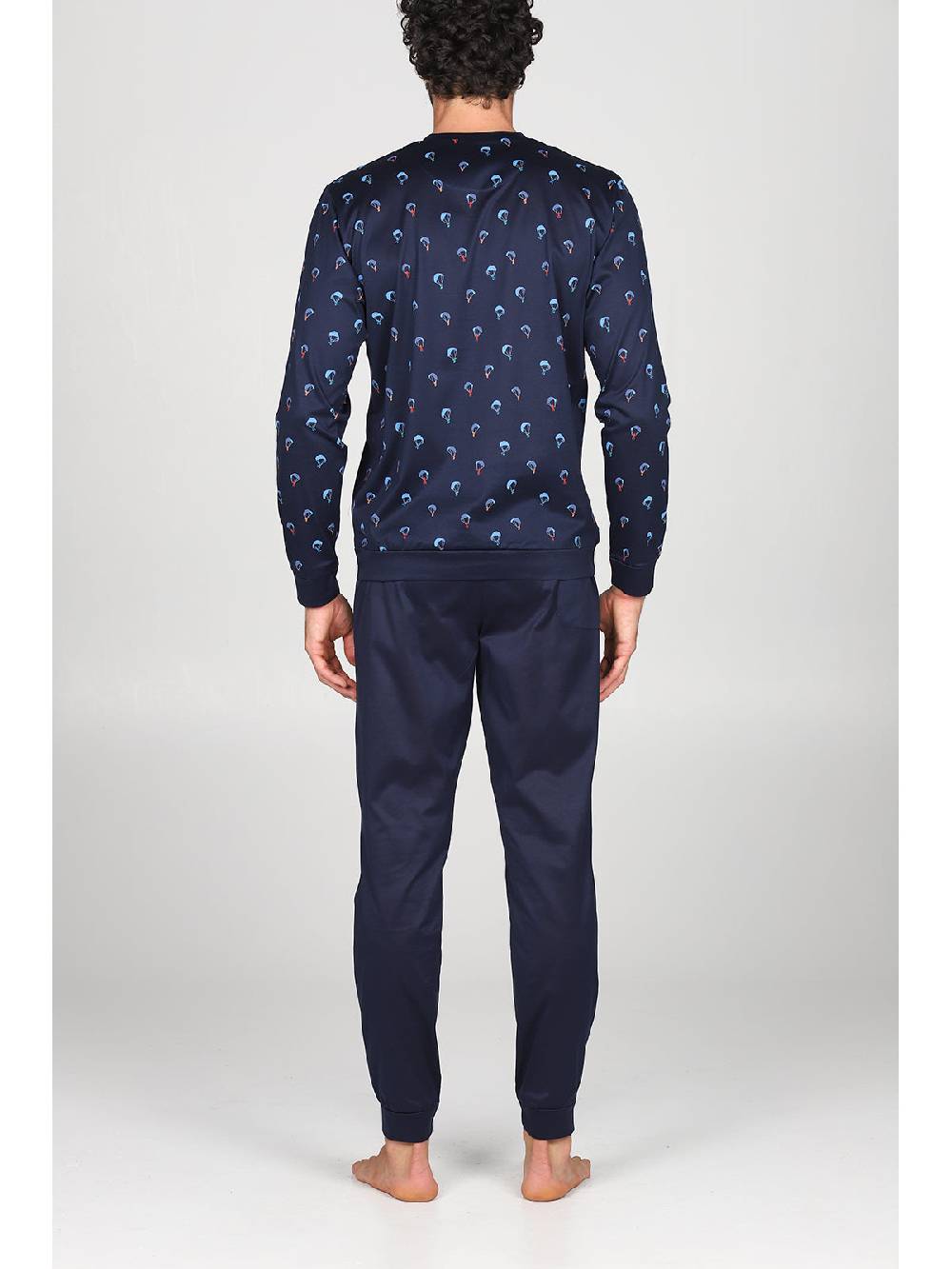 Julipet Pigiama Serafino In Setoso Puro Cotone Mercerizzato Fantasia "parapendio"