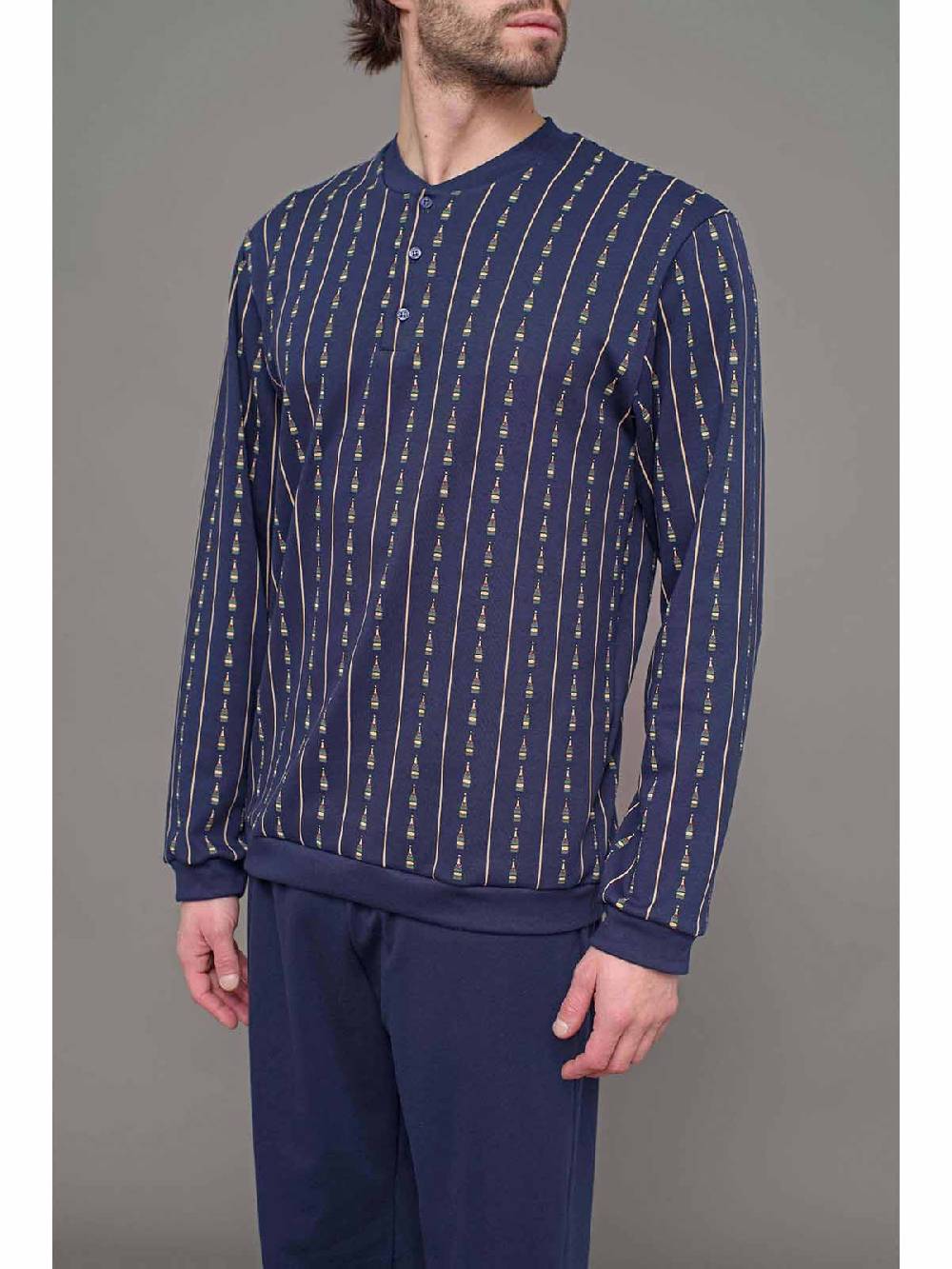 Julipet Pigiama Serafino Linea Winewear In Interlock Di Puro Cotone