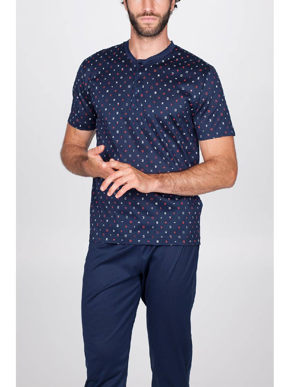 Julipet Pigiama Tris Serafino In Setoso Puro Cotone Mercerizzato