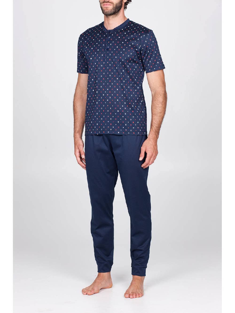 Julipet Pigiama Tris Serafino In Setoso Puro Cotone Mercerizzato