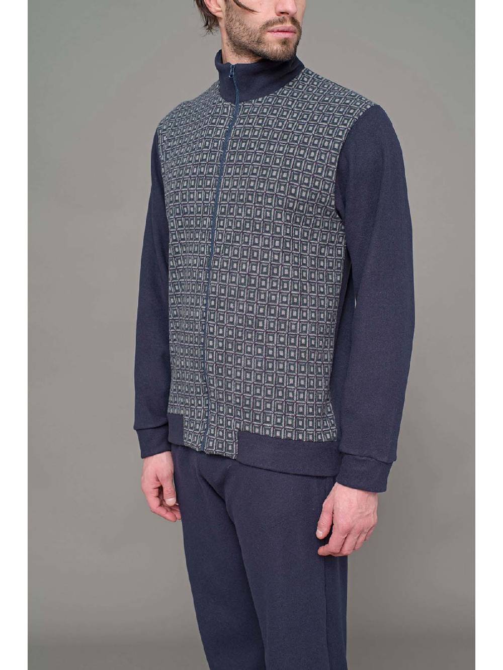 Julipet Pigiama Zip In Caldo Tessuto Milano Fantasia