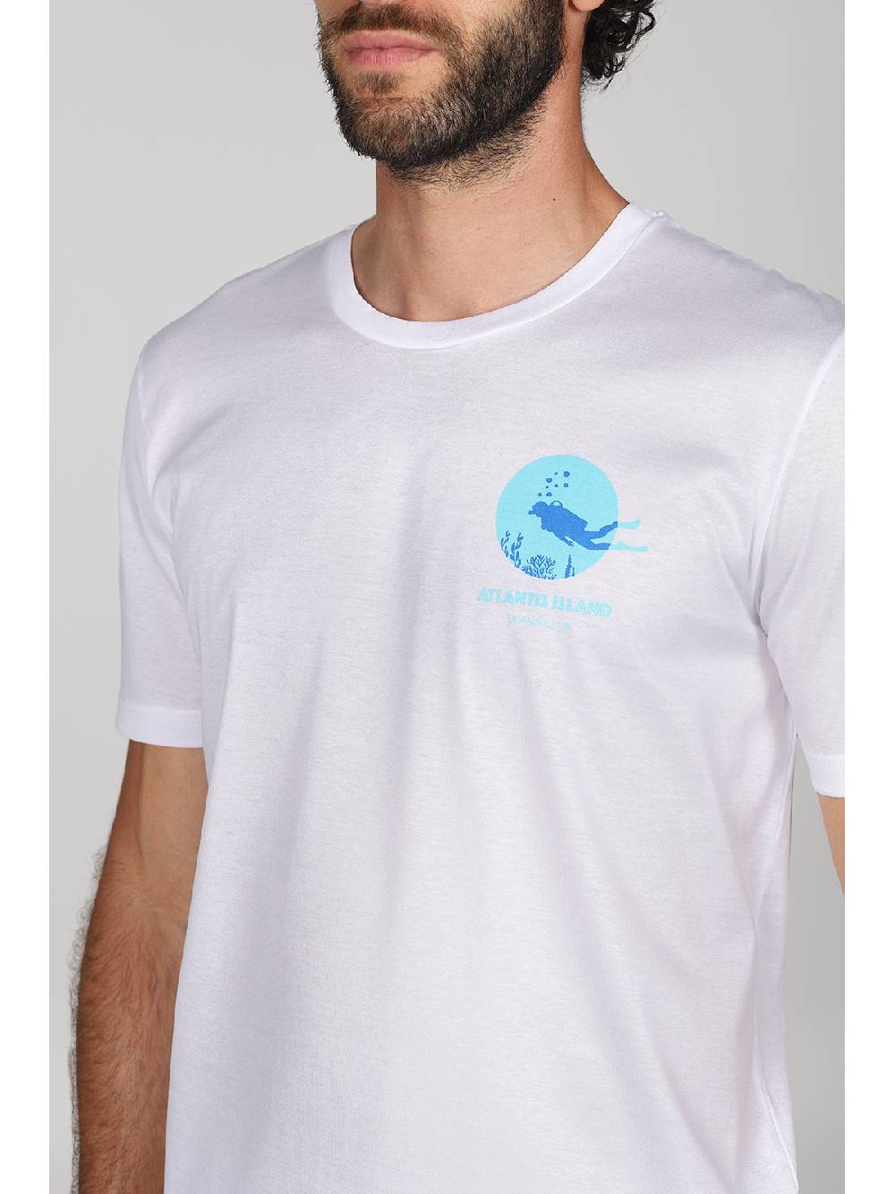 Julipet T-shirt in jersey di puro cotone bianco, con stampa piazzata "sub"