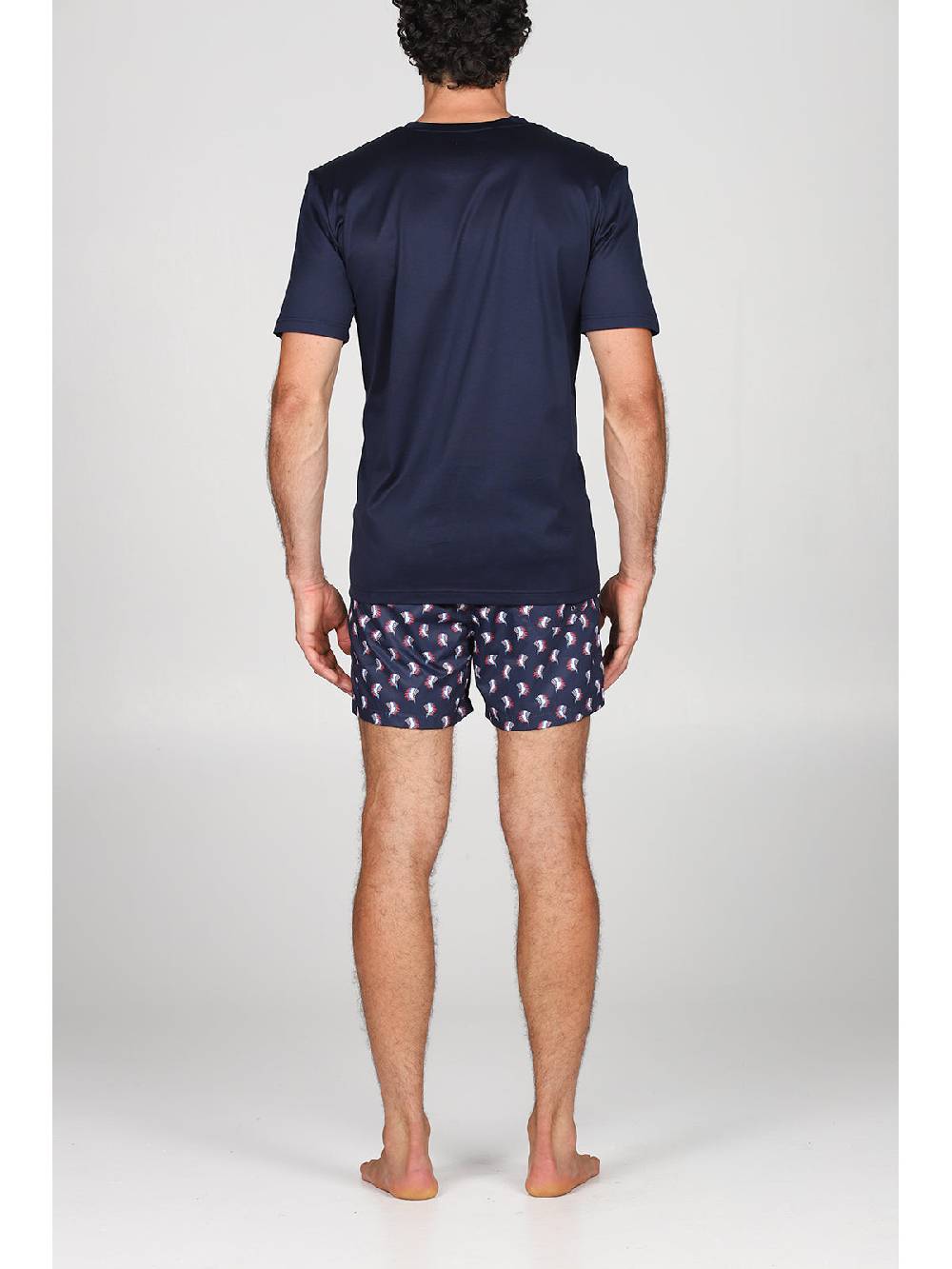 Julipet T-shirt In Jersey Di Puro Cotone Blu, Con Stampa Piazzata "indiano"