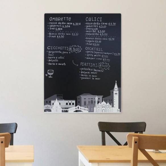 Kalamitica Lavagna Magnetica Stampata 74x57 Cm - Skyline Black&White