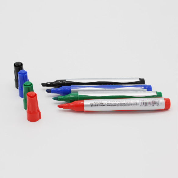 Kalamitica Pack 4 Pennarelli per Lavagna Bianca Lucida, Cancellabili a Secco