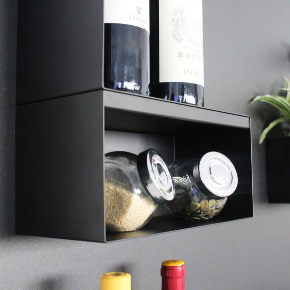 Kalamitica Set 2 Contenitori Magnetici In Acciaio - Bianco/Antracite