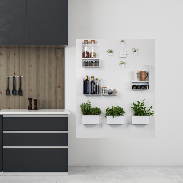 Kalamitica Set 2 Contenitori Magnetici In Acciaio - Bianco/Antracite