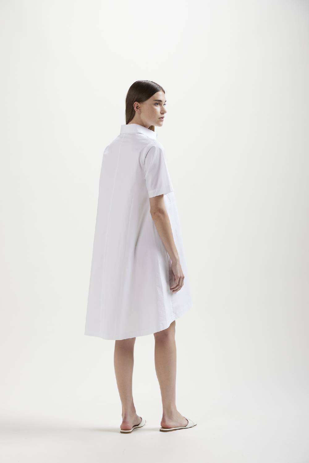 Kangra Cashmere Abito Ampio Con Manica Al Gomito In Popeline