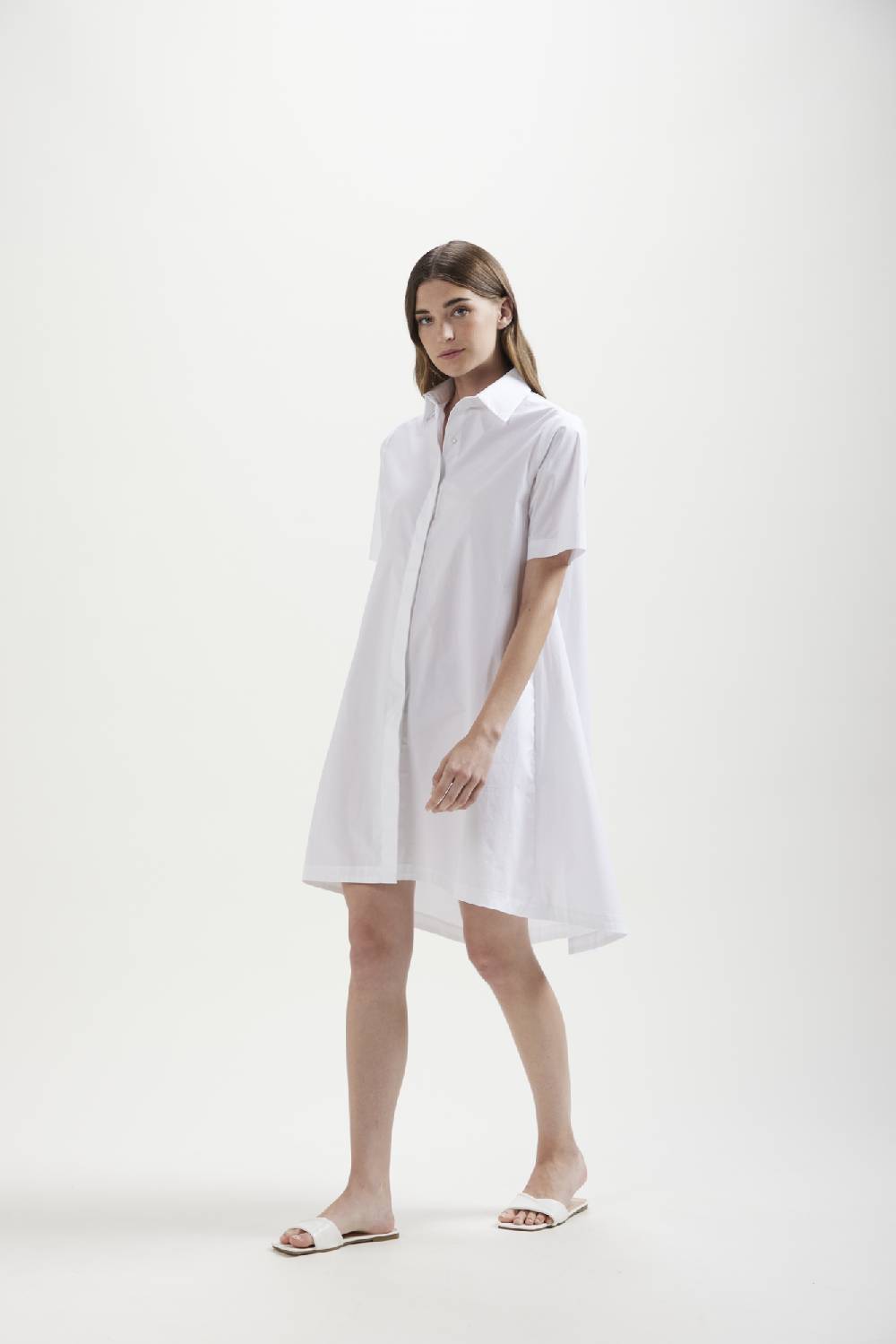 Kangra Cashmere Abito Ampio Con Manica Al Gomito In Popeline