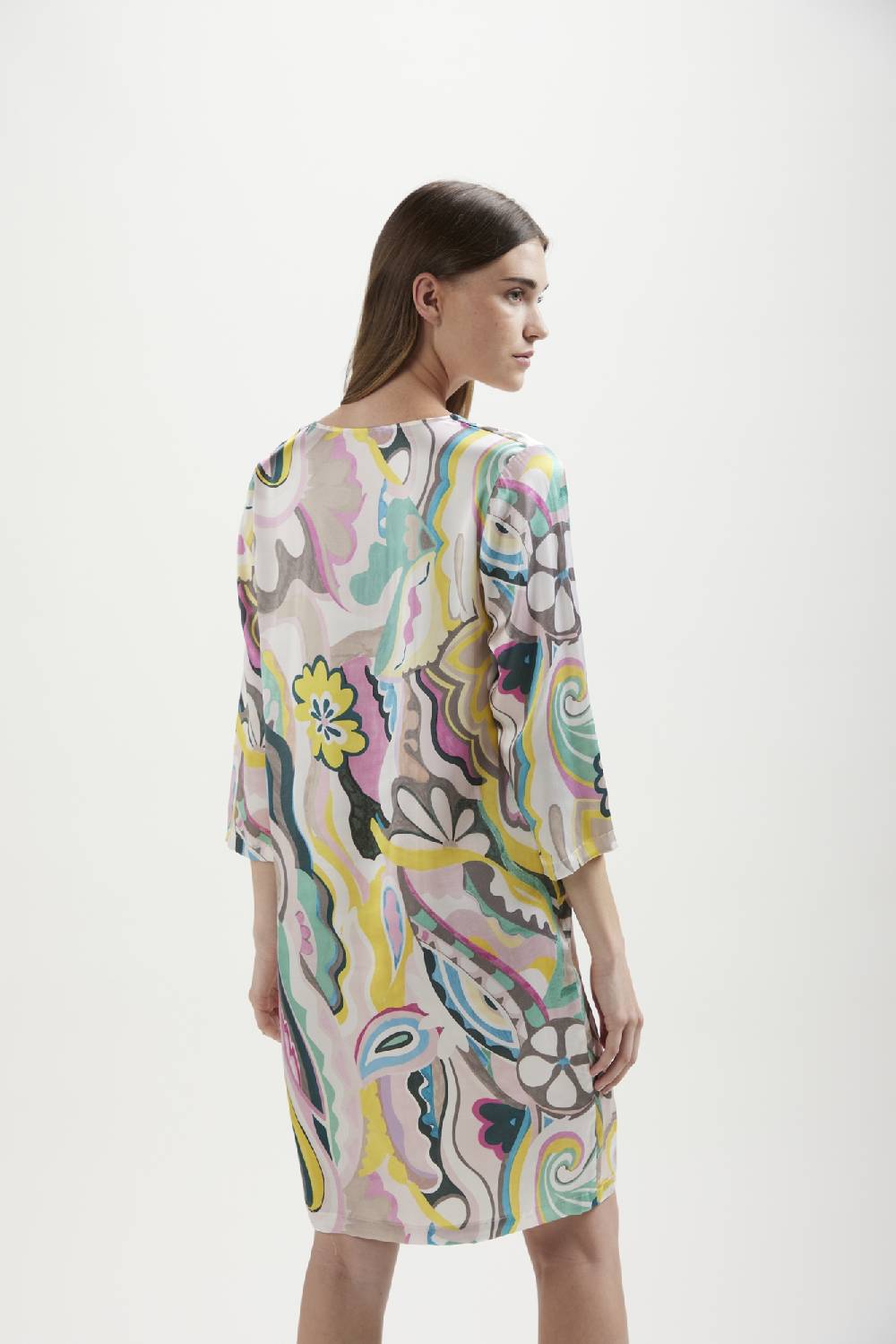 Kangra Cashmere Abito Linea Uovo Stampato In Viscosa