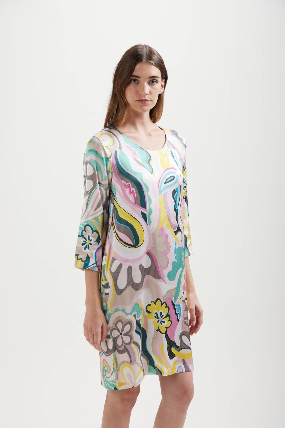 Kangra Cashmere Abito Linea Uovo Stampato In Viscosa