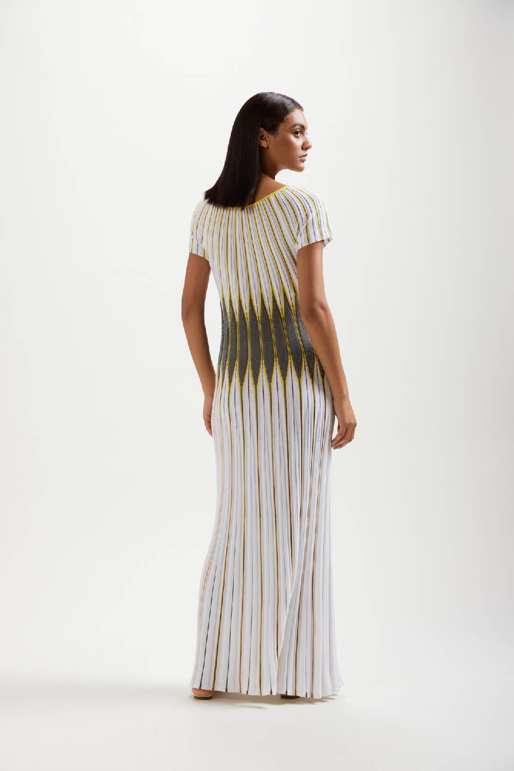 Kangra Cashmere Abito Lungo Jacquard In Cotone E Lurex