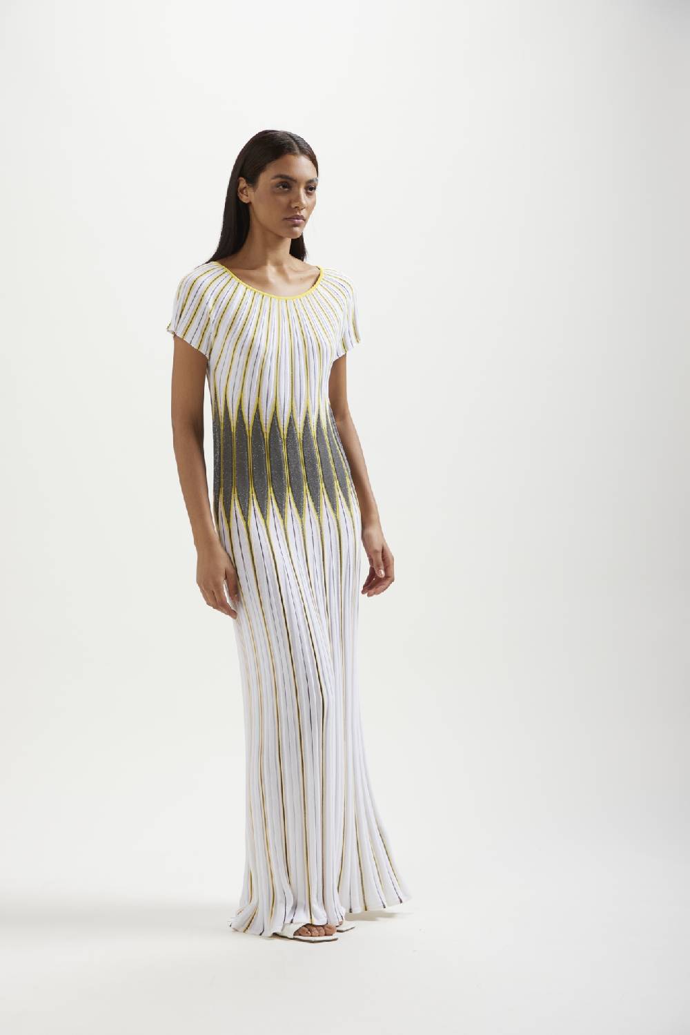 Kangra Cashmere Abito Lungo Jacquard In Cotone e Lurex