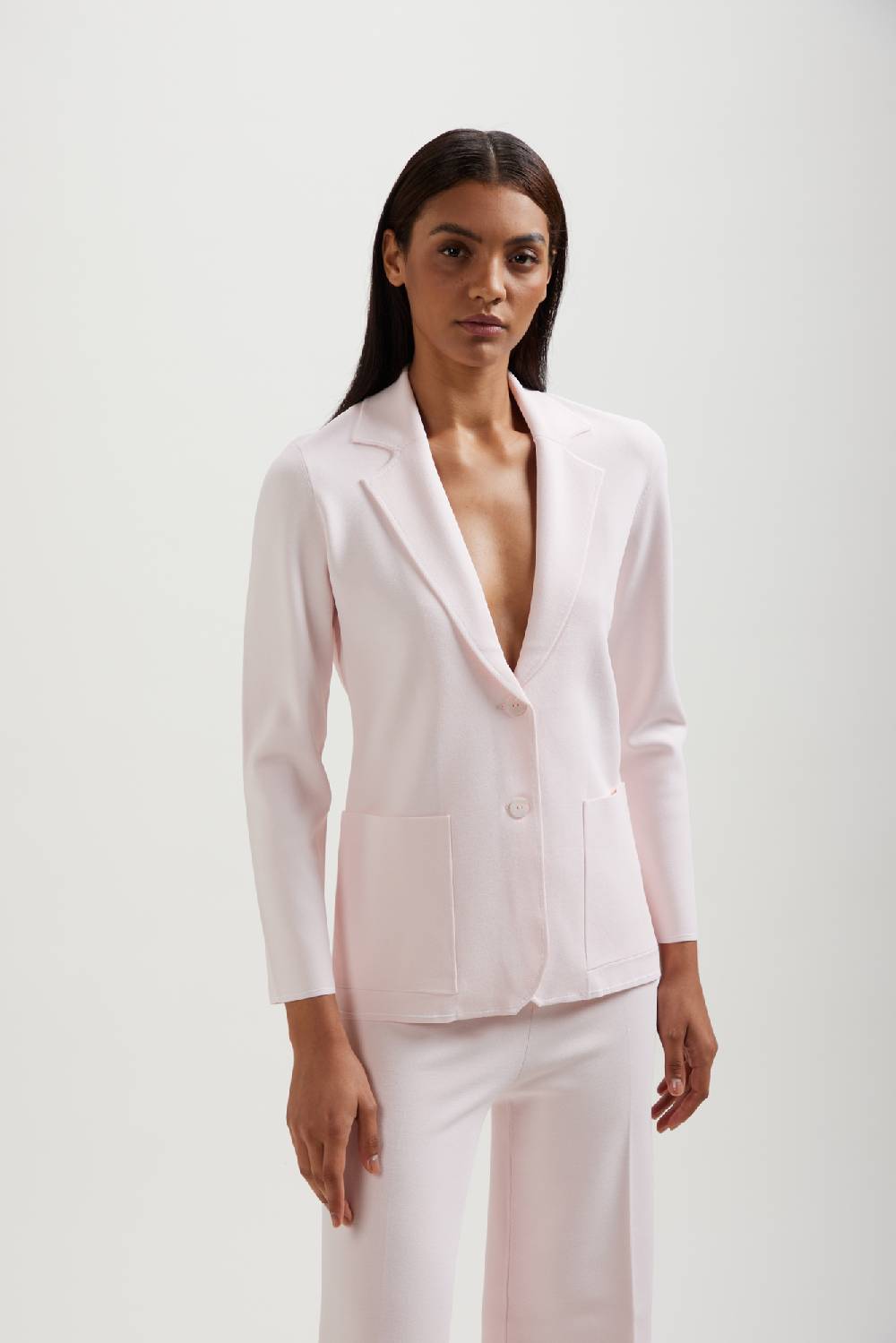 Kangra Cashmere Blazer Punto Milano Con Impuntura A Contrasto