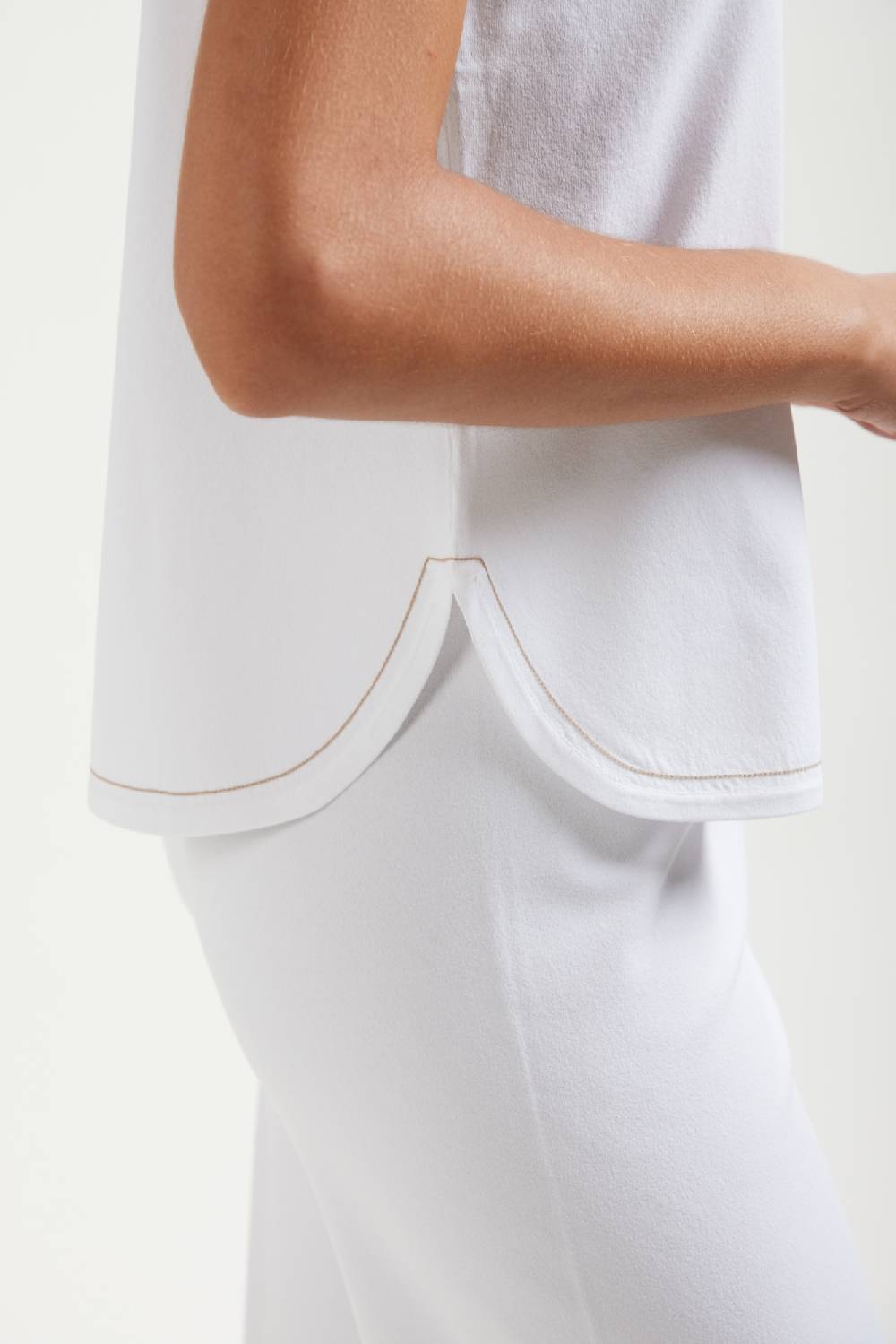 Kangra Cashmere Canotta Stondata Con Impuntura In Contrasto