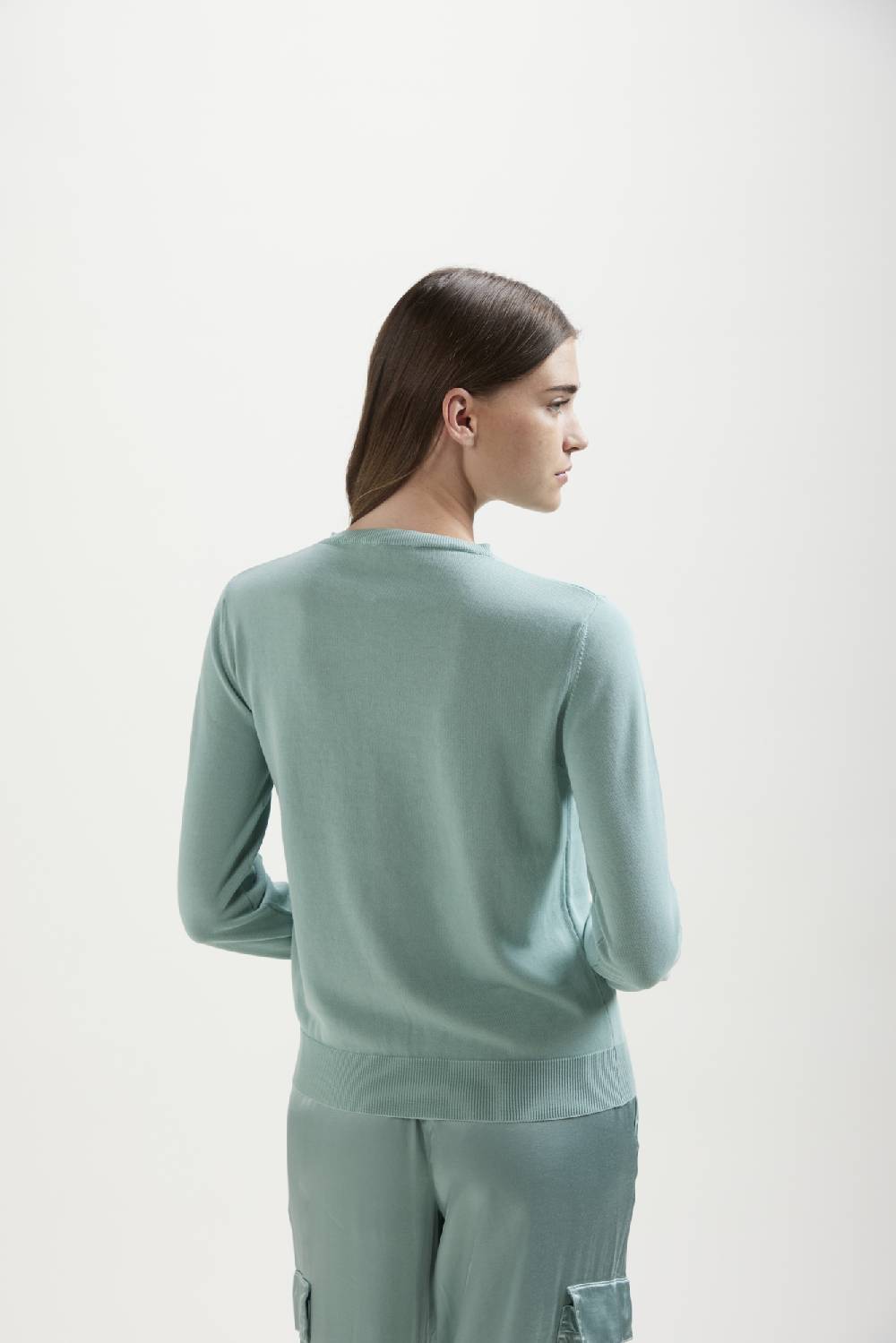 Kangra Cashmere Coreana Manica Lunga Rasata In Cotone