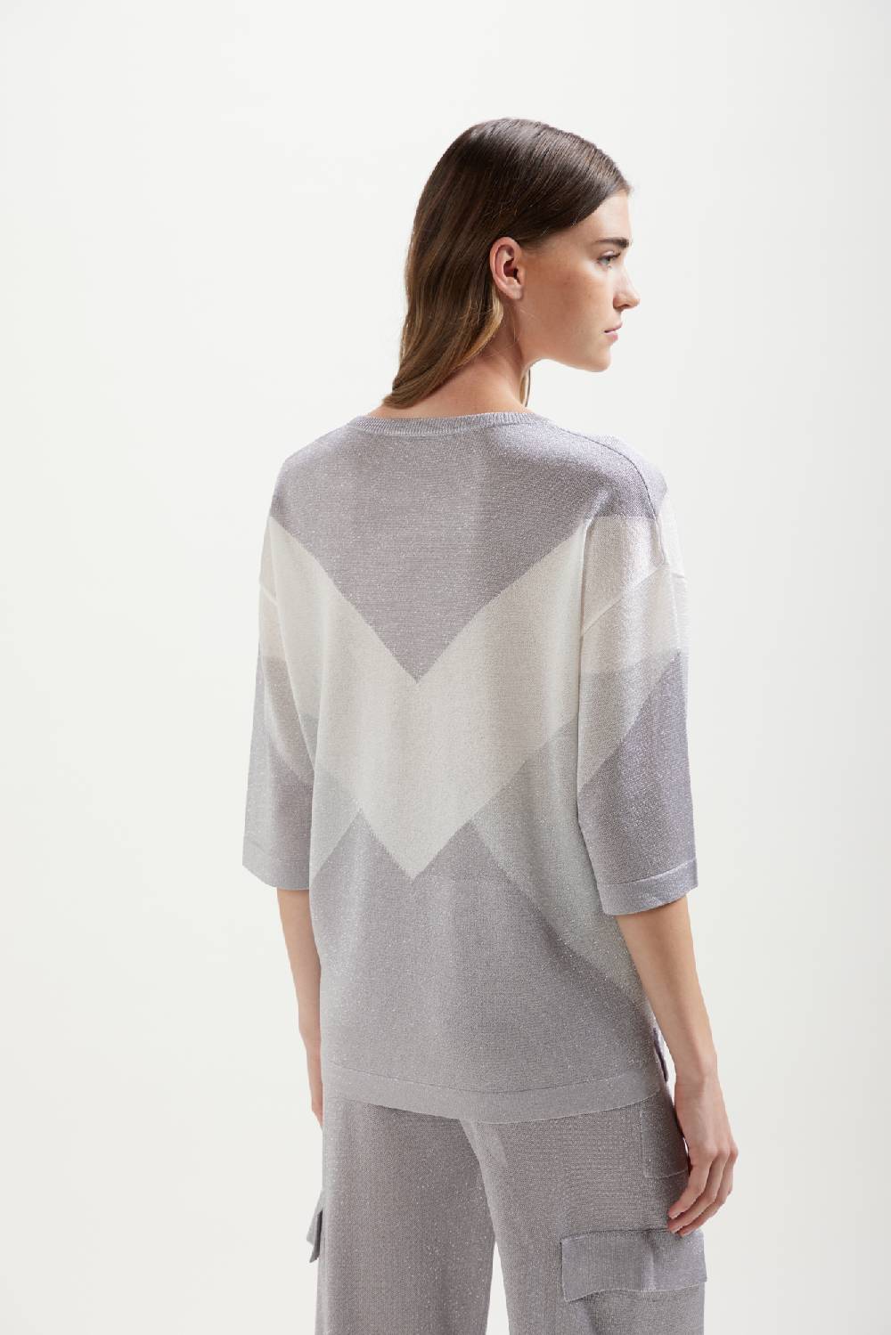 Kangra Cashmere Girocollo Con Intarsio Geometrico In Lurex
