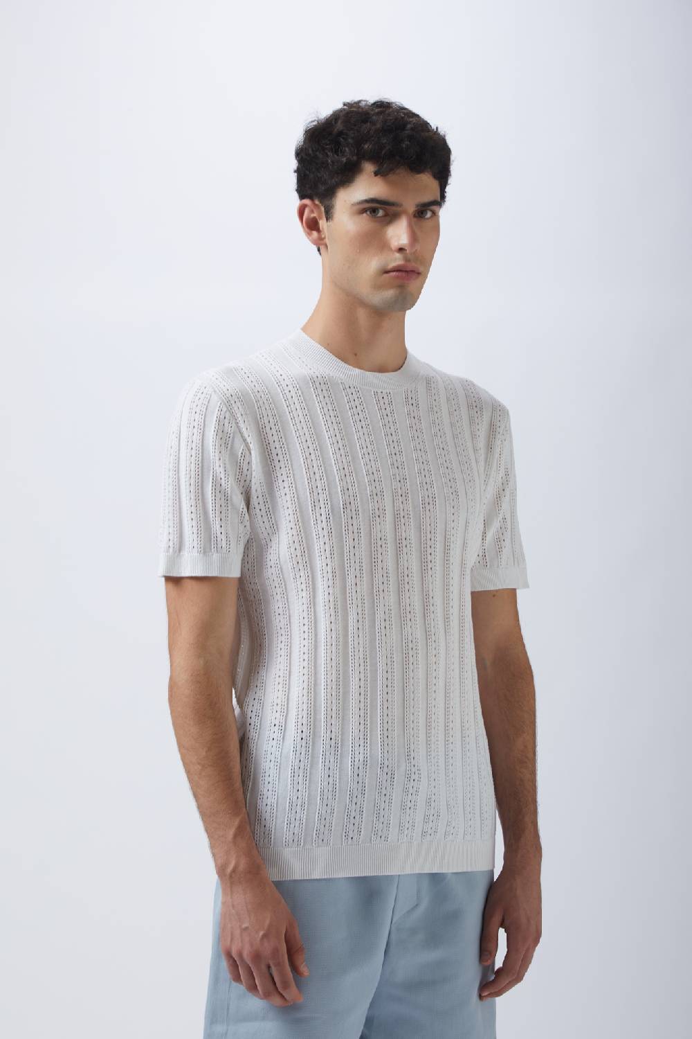 Kangra Cashmere Girocollo Mezza Manica Coste Punzonate