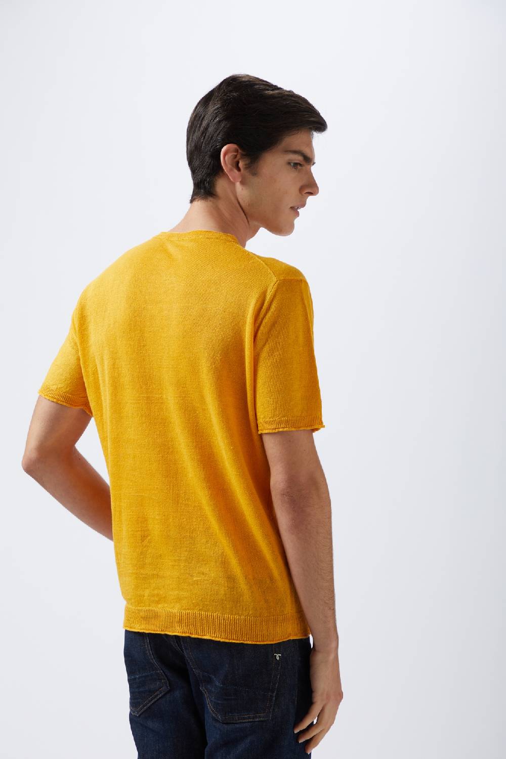 Kangra Cashmere Girocollo Mezza Manica Rasato In Lino