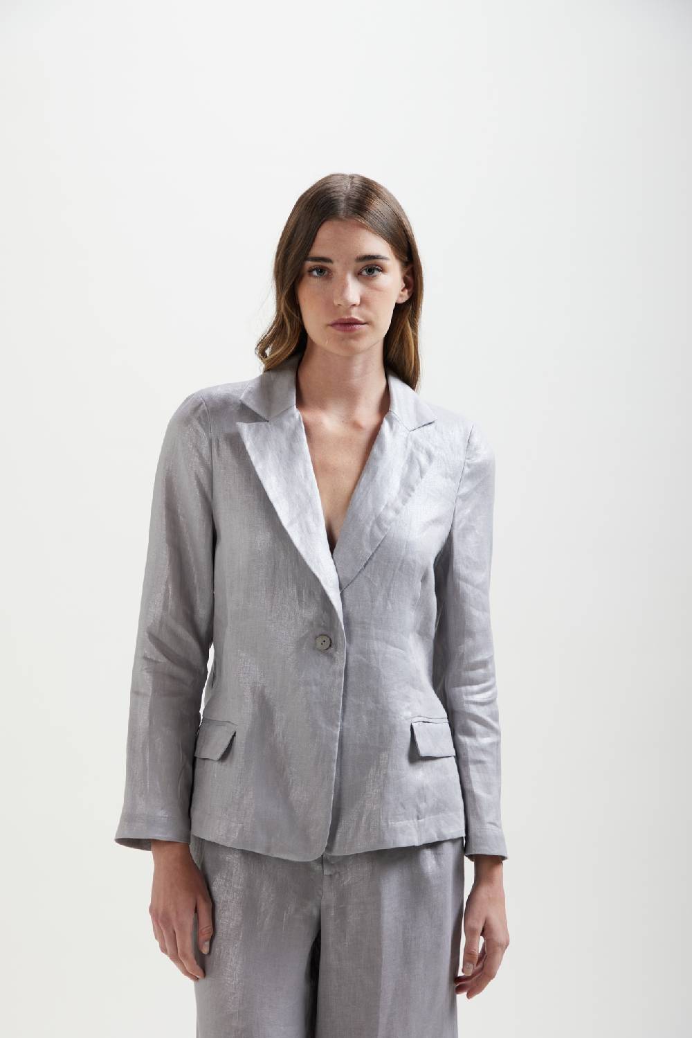 Kangra Cashmere Blazer In Tela Di Lino Con Tasche