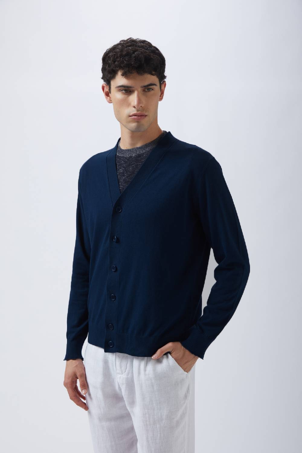 Kangra Cashmere Cardigan Rasato In Cotone e Lino