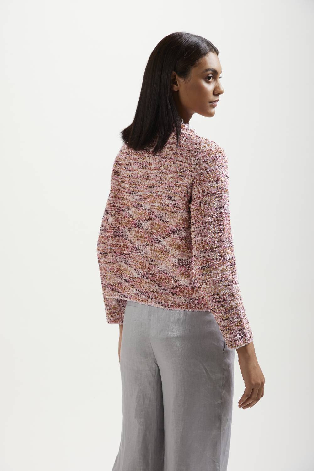 Kangra Cashmere Chanel Punto Tramato Con Frange