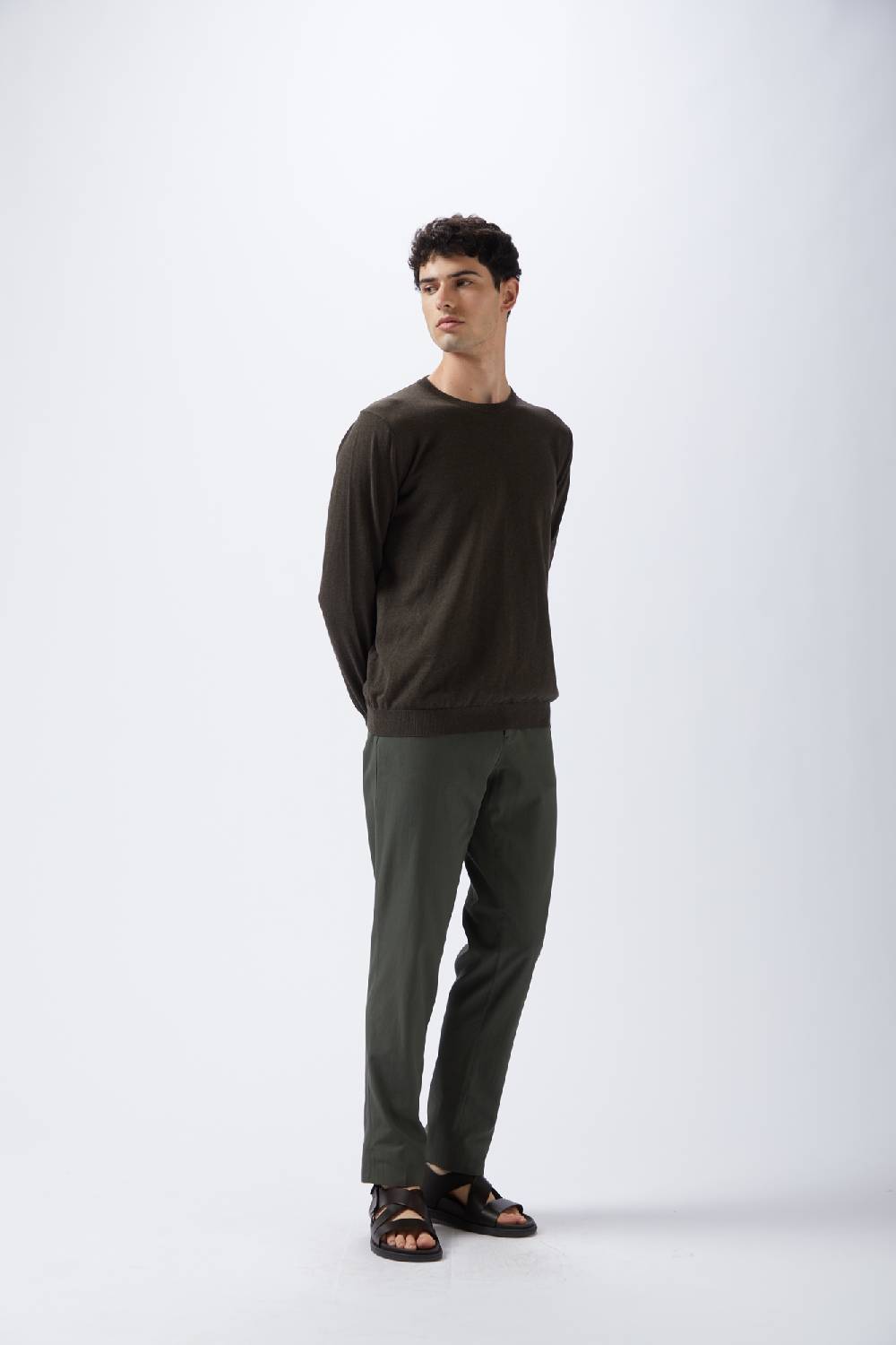 Kangra Cashmere Maglia Girocollo Rasata In Cotone