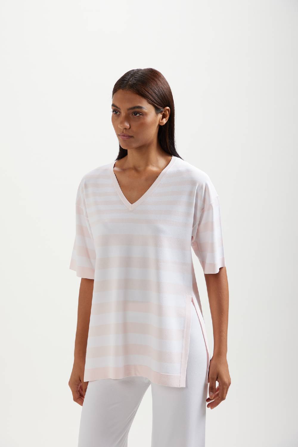 Kangra Cashmere Over Scollo V Rigato Con Spacchi