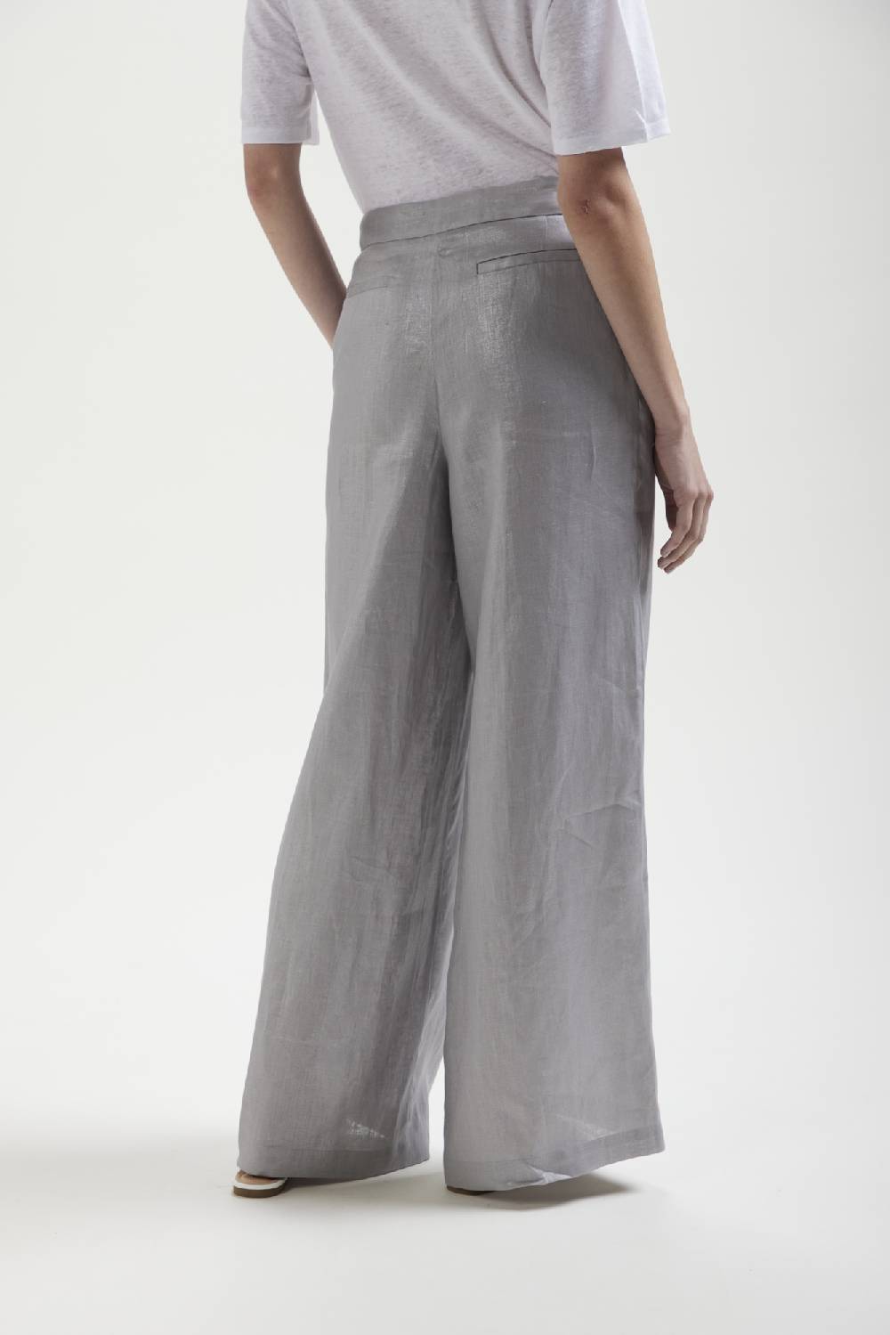 Kangra Cashmere Pantalone Largo In Tela Di Lino