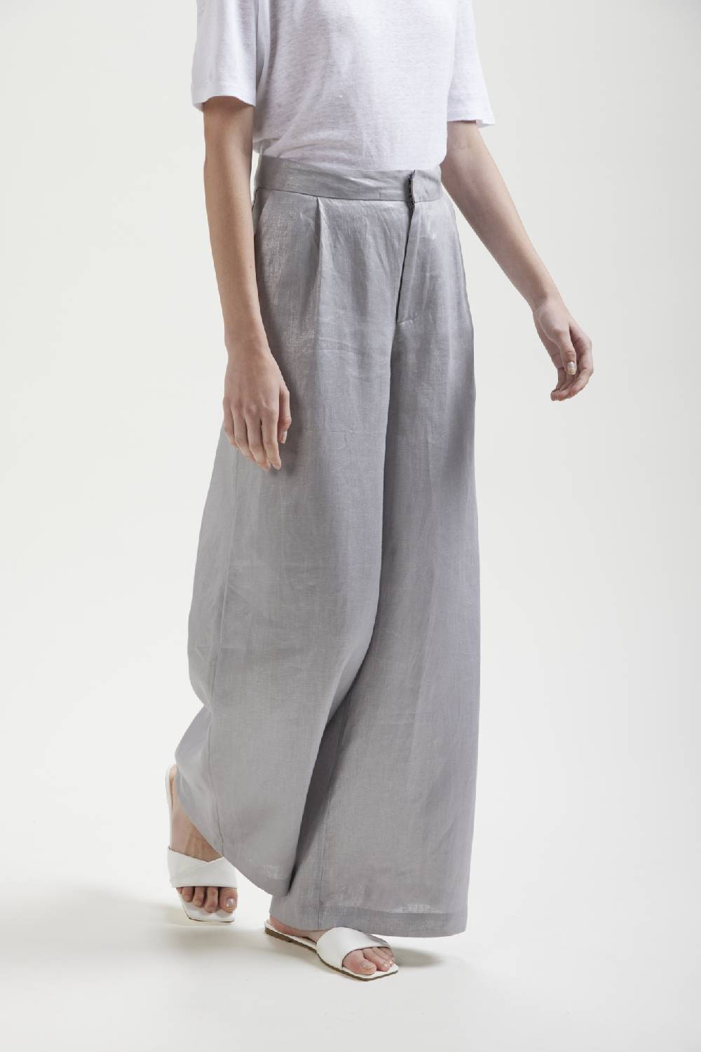 Kangra Cashmere Pantalone Largo In Tela Di Lino