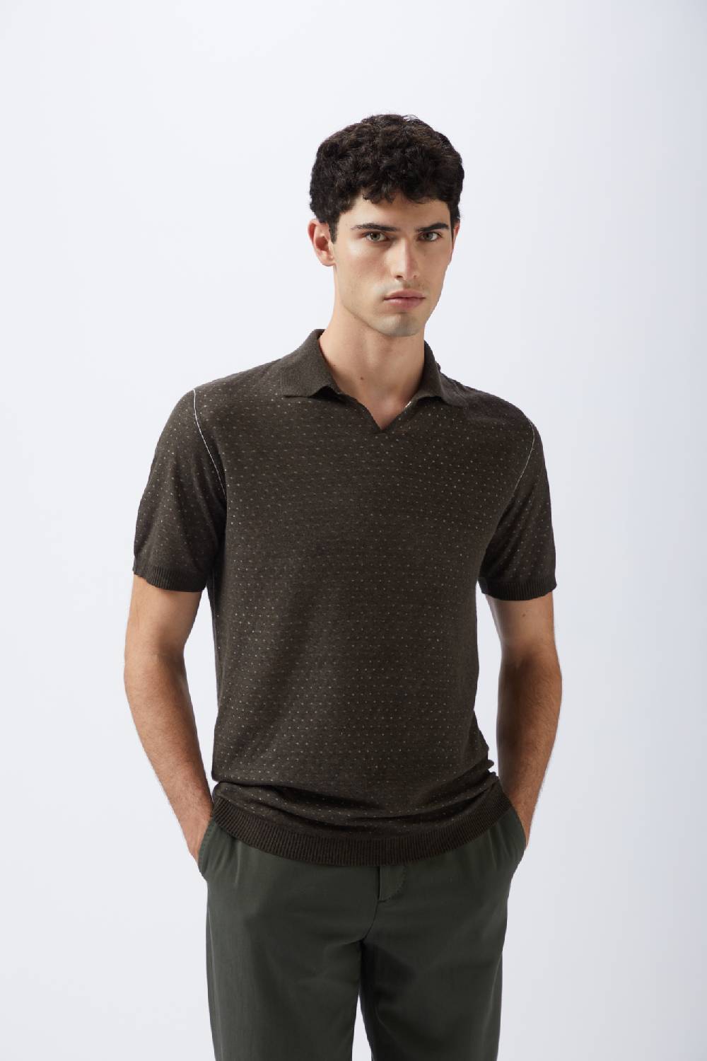 Kangra Cashmere Polo Mezza Manica Pois Bicolore