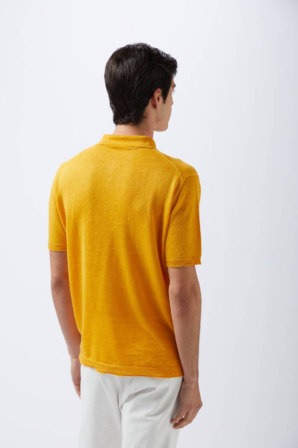 Kangra Cashmere Polo Mezza Manica Rasata In Lino