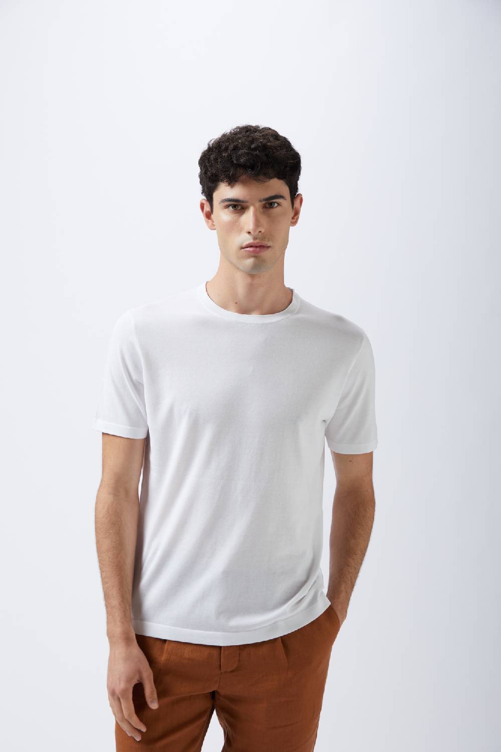 Kangra Cashmere T-Shirt Con Rullino in Cotone