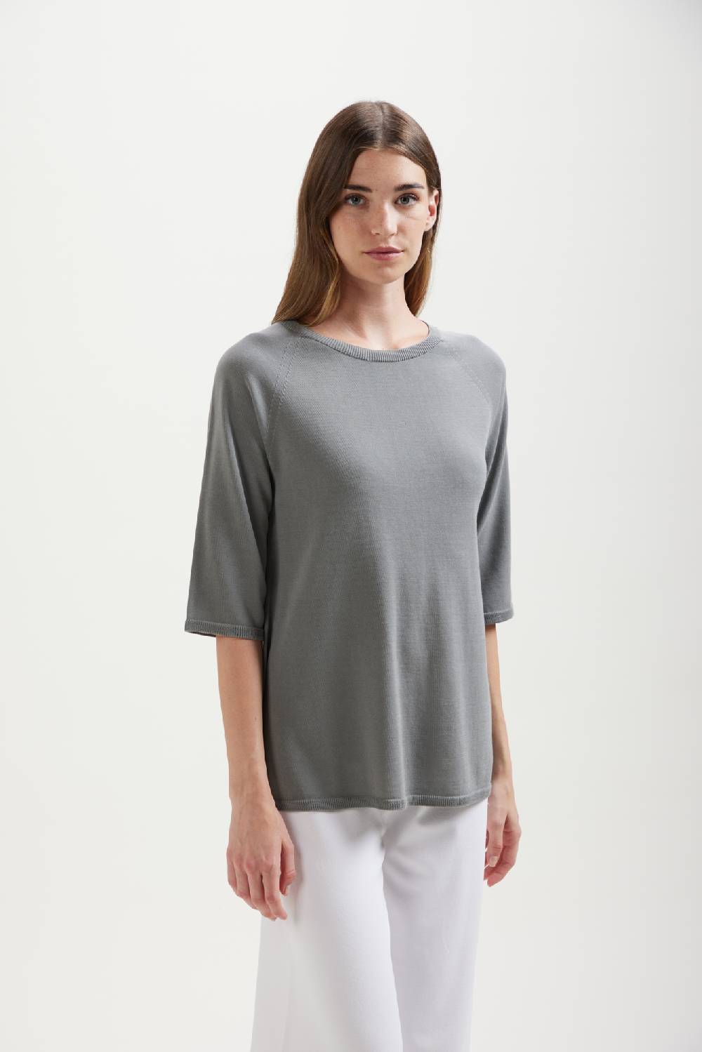 Kangra Cashmere Maglia Girocollo Linea Ad A In Cotone